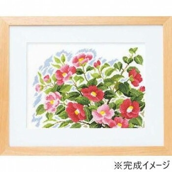 ししゅうキット　7183（白）　風に舞う華たち　寒風のつばき