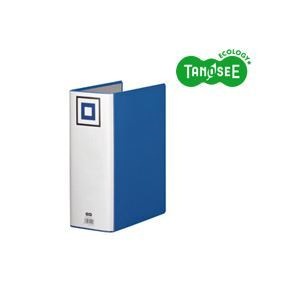 (まとめ)TANOSEE 両開きパイプ式ファイルV A4タテ 100mmとじ 青 10冊
