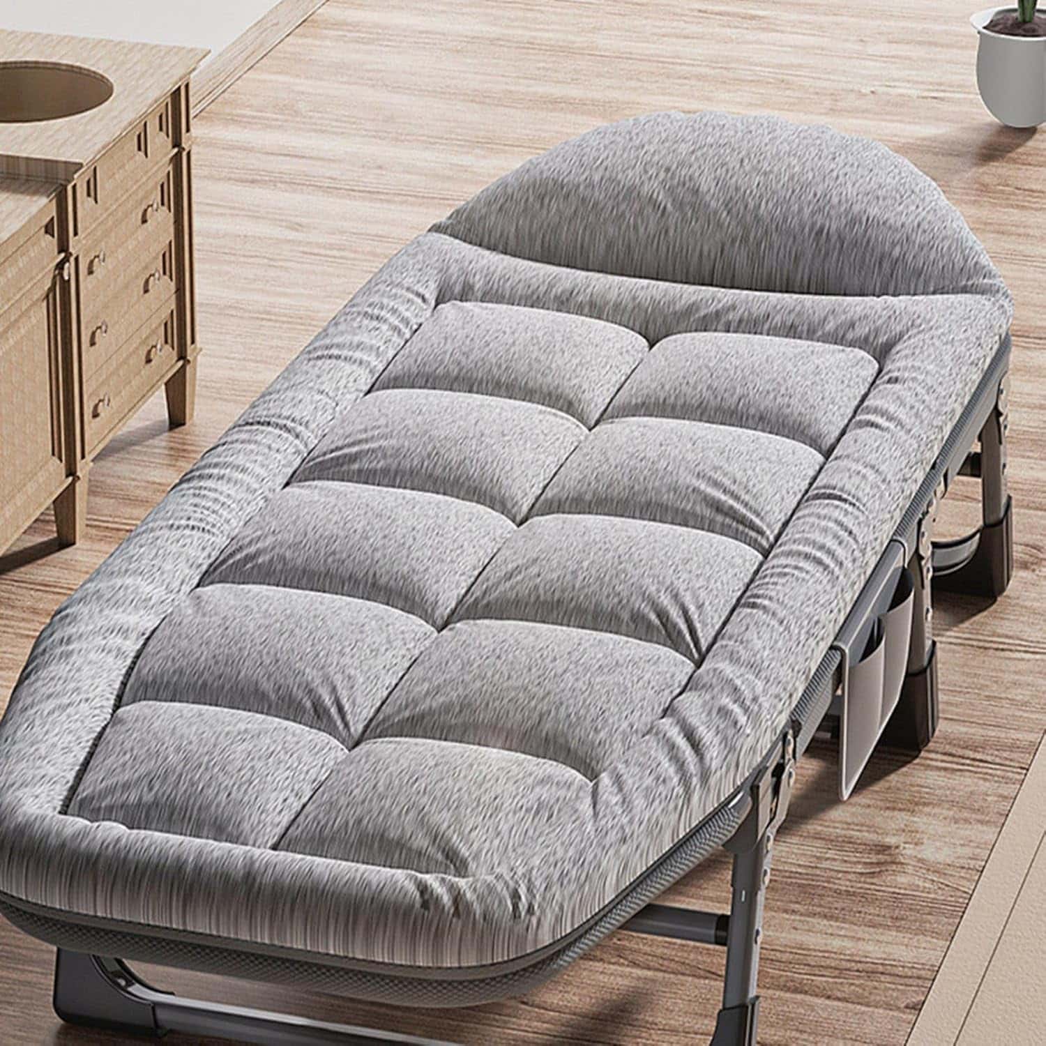 リクライニングチェア 折り畳みチェア 布張り 一人用 背付き 枕 肘掛け おしゃれなラウンジチェア 仮眠用オフィスチェア 自宅用 快適 昼寝用
