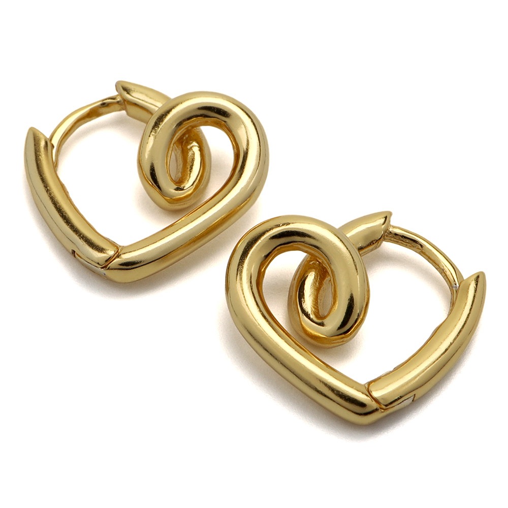 925 ハート ひねり フープピアス [ce204]