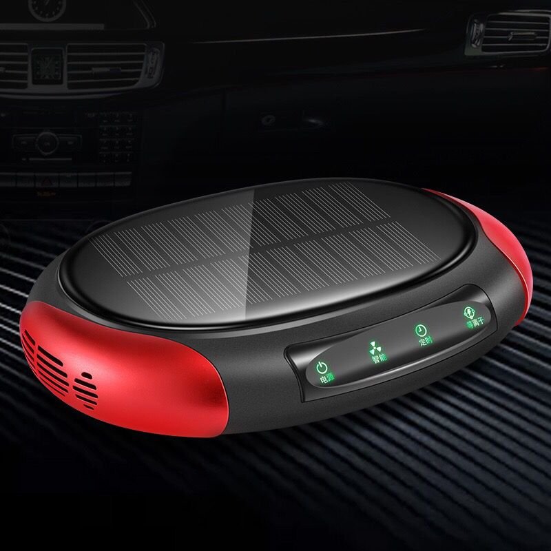 車用 空気清浄機 ソーラー車用空気清浄器 車載 プラズマクラスター デジタル温度湿度表示 アロマ機能