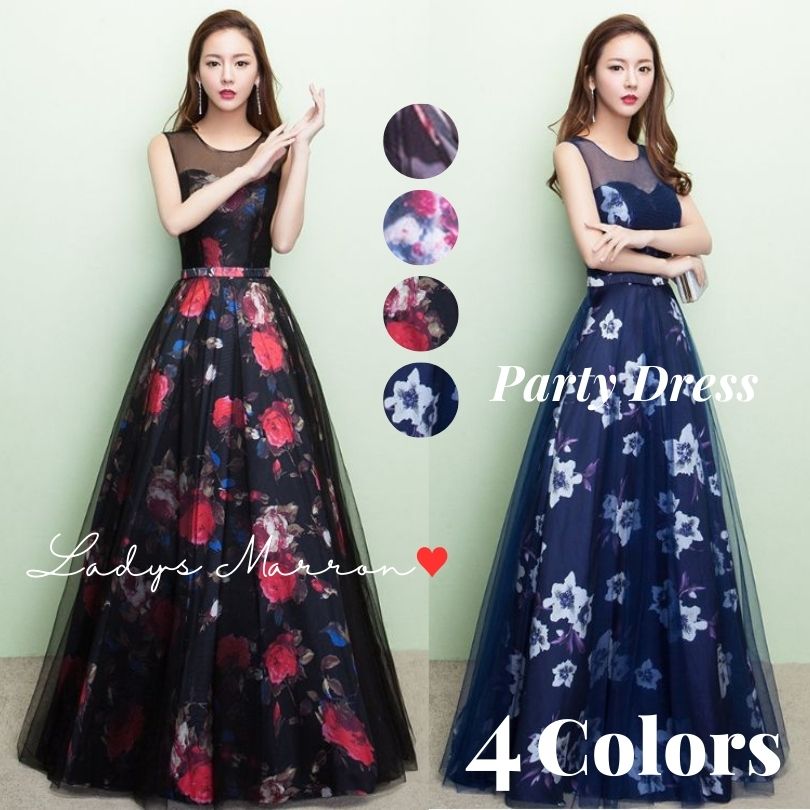 6月の新製品期間限定オファー 花柄ドレス イブニングドレス ロングドレス お呼ばれドレス 結婚式 ドレス パーティードレス 韓国 マザーズドレス 結婚式ドレス 二次会ドレス 同窓会ドレス 成人式ドレス