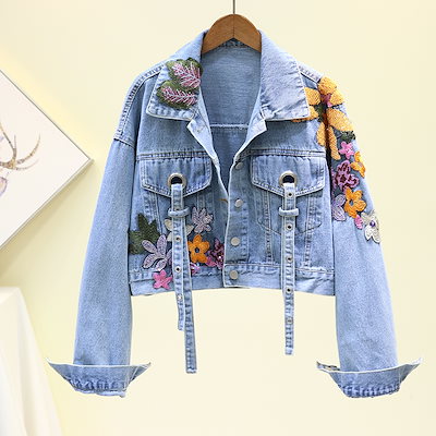 最終値下・完売品imakok 花柄刺繍 デニムジャケット フリル付き 最終値下imakok 完売品 花柄刺繍 デニムジャケット フリル付き