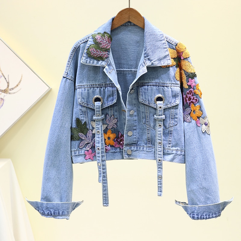 最終値下・完売品imakok 花柄刺繍 デニムジャケット フリル付き 最終値下imakok 完売品 花柄刺繍 デニムジャケット フリル付き