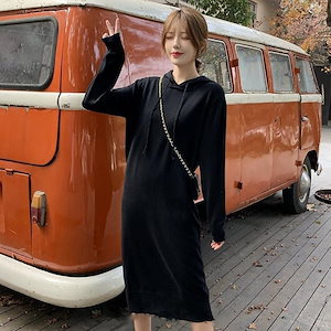 大人気上品春ニットワンピースレディースマキシーワンピースリブスリットニットセーターロング丈シンプル通勤通学きれいめ可愛い長袖無地秋冬ファッション