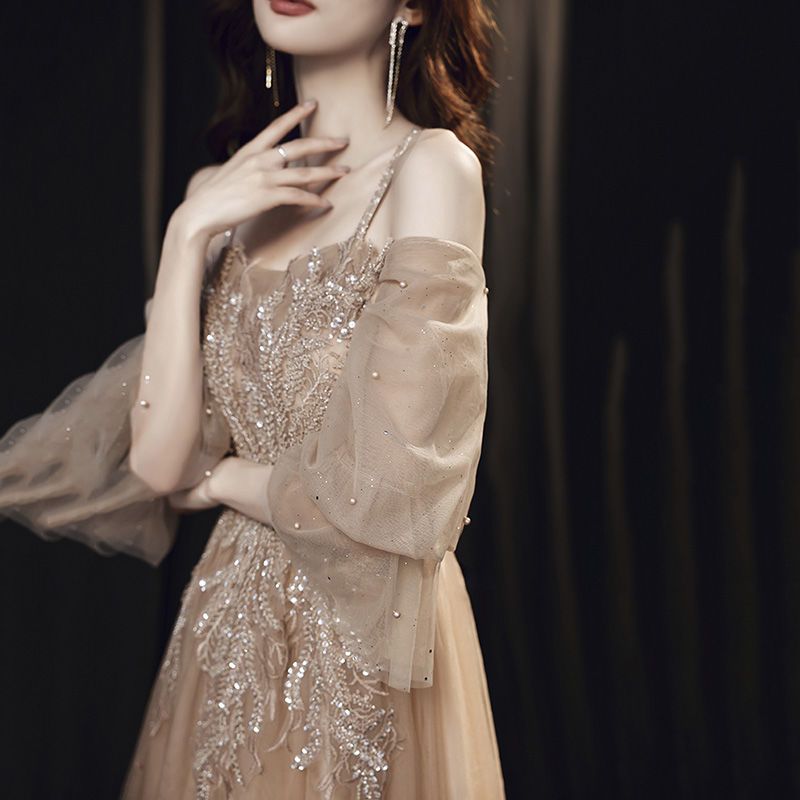 シニアイブニングドレス2025年夏気質ホスト大人の礼儀試験ドレス宴会