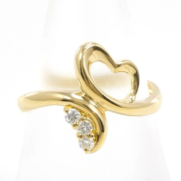 K18 18金 YG リング 指輪 10.5号 ダイヤ 0.10 ジュエリー 中古