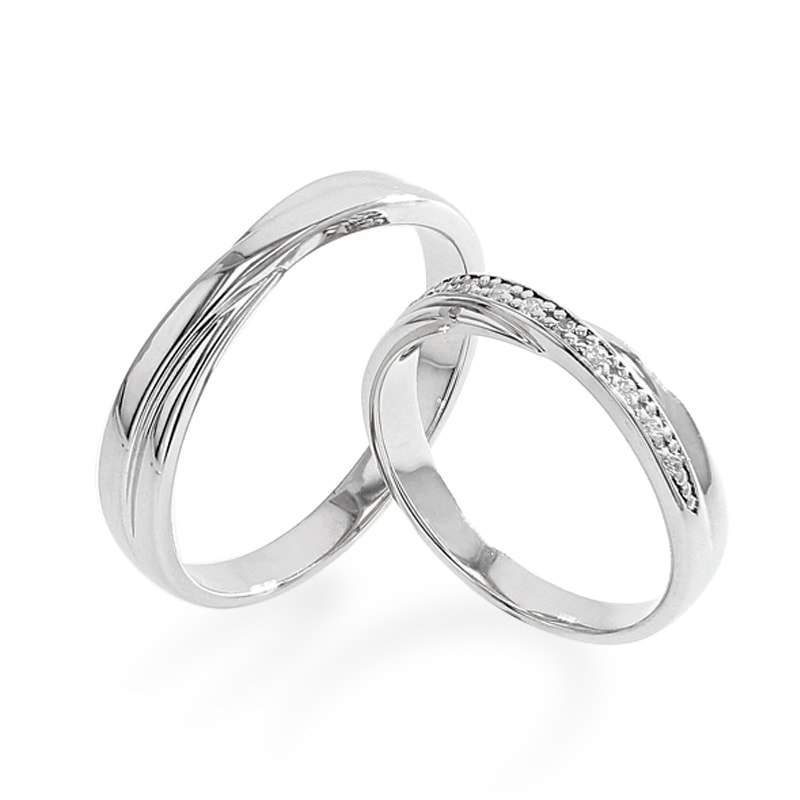 スワロフスキージルコニア使用 ペアリング 結婚指輪 マリッジリング 指輪 シルバー925 プラチナ仕上げ カップル リング ペア プラチナ仕上げ SV925 プロポーズ