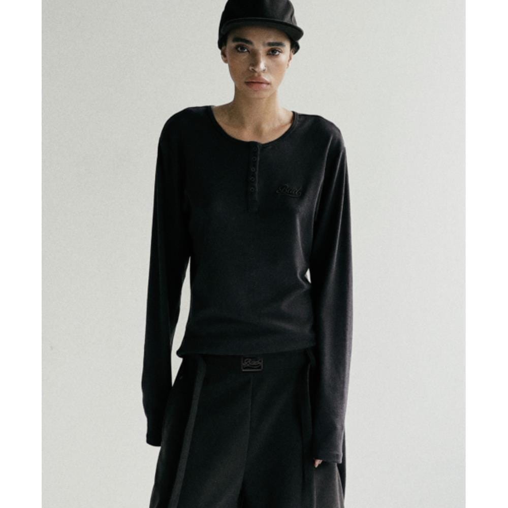 BADBLOOD Beyond Soft Henley Neck Long Sleeve Black w-tee