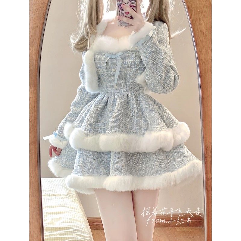 秋冬プリンセス風甘ワンピ＋ジャケットショート丈アウター上級スーツ パーティードレスワンピースドレスドレス