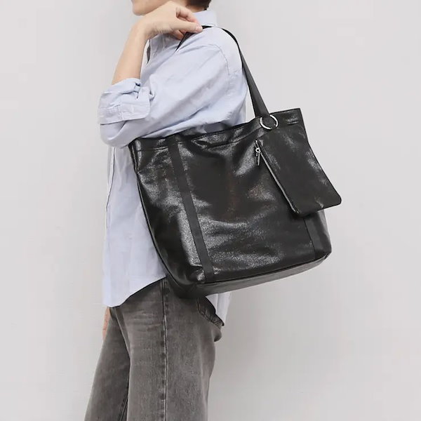 カシュカシュ cachecache / ポーチ付グリッタートートバッグ