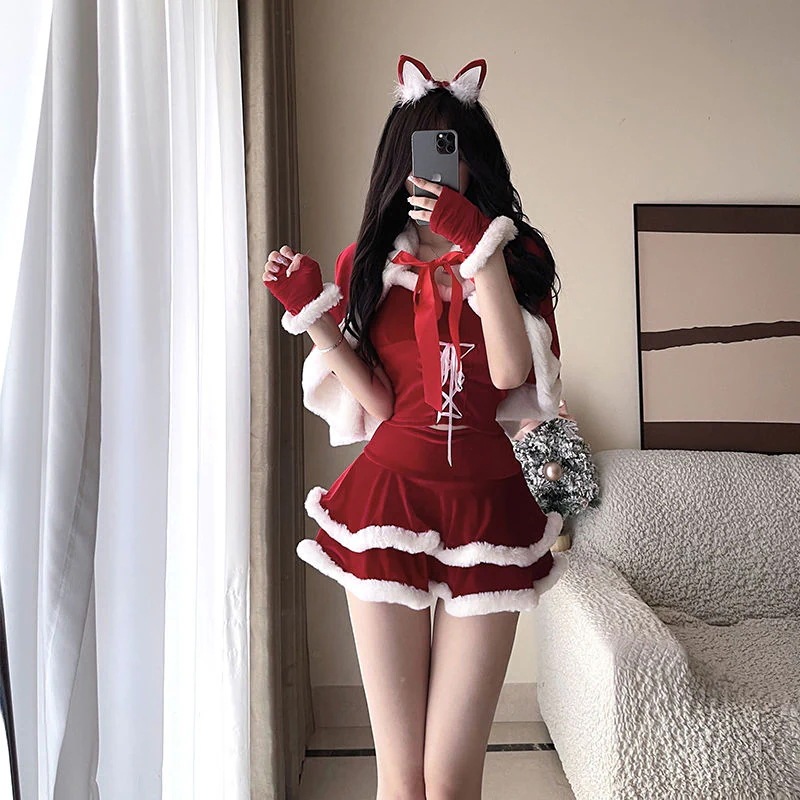 サンタコスプレ クリスマス テーマ衣装コスプレセクシー純欲キャットガール変装コスチュームお正月服レディース
