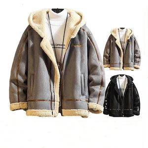 ジャケット ブルゾン ビッグシルエット ボアジャケット フリースジャケット ムートンコート フード付き 裏起毛 暖かい ふわふわ 大きいサイズ おしゃれ a22