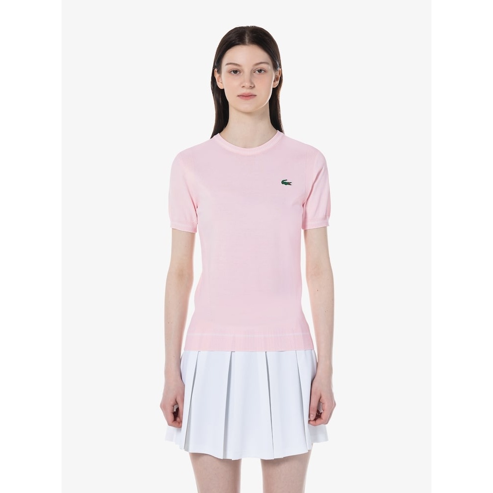 LACOSTE 女性用カラーティッピングショートスリーブラウンドセーター AF315E-54G T03 Q2NAF315E-54GT03
