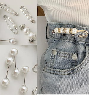 50P 人気ブローチピンストールピンウエスト調整ストール留めチラ防止パール付き