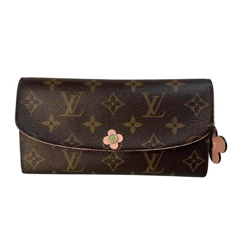 LOUIS VUITTON ルイヴィトン エミリー フラワー モノグラム レザー 長財布 ブラウン A-12599