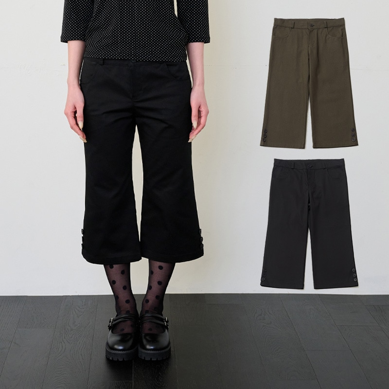 SNAP POINT CAPRI PANTS - BLACK, KHAKI