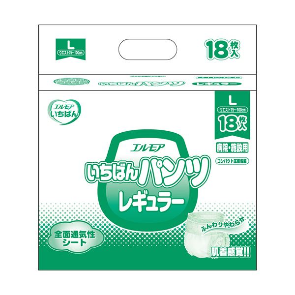 カミ商事 エルモアいちばん パンツレギュラー Lサイズ 1セット(108枚:18枚x6パック)