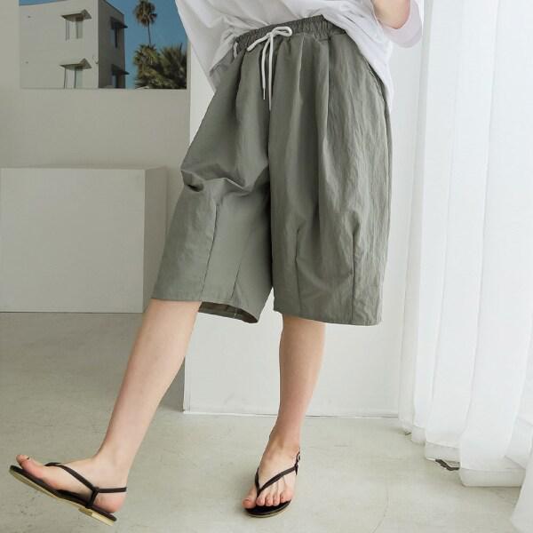 夏のメンズルーキーバルーンショートパンツショーツ5C-PTH-Q033-カーキ