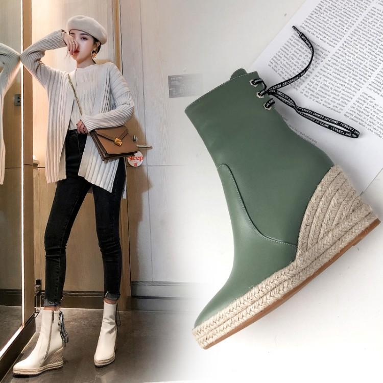 マーティンブーツ ネットレッドブーツ ウェッジソール ラウンドヘッド サイドジッパー ３カラー a2513