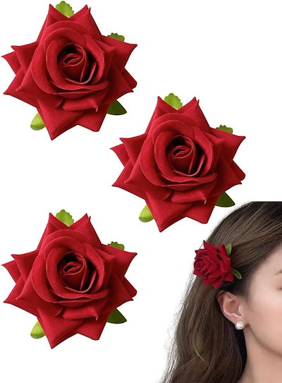 立体ミニ薔薇 ベビーヘアクリップ ヘアピン ヘアゴム 薔薇 バラ