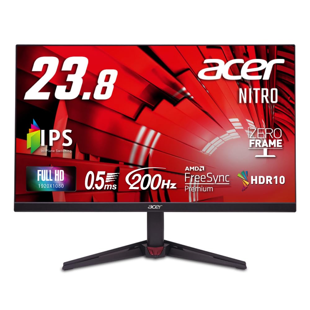 Acer ゲーミングモニター 23.8インチ IPS フルHD 非光沢 200Hz 0.5ms sRGB 99% AMD FreeSync Premium HDR10 HDMI 2.0 Display