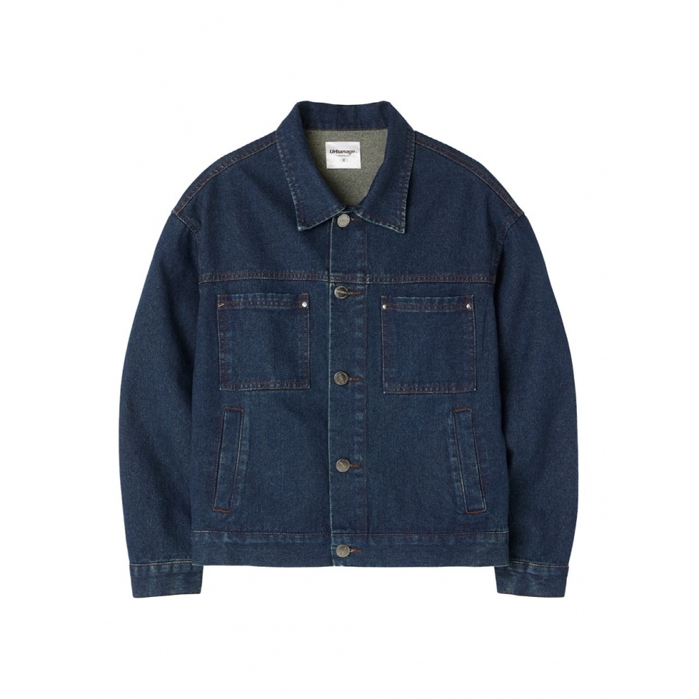 URBANAGE オーセンティックウォッシュデニムトラッカージャケットダークブルー