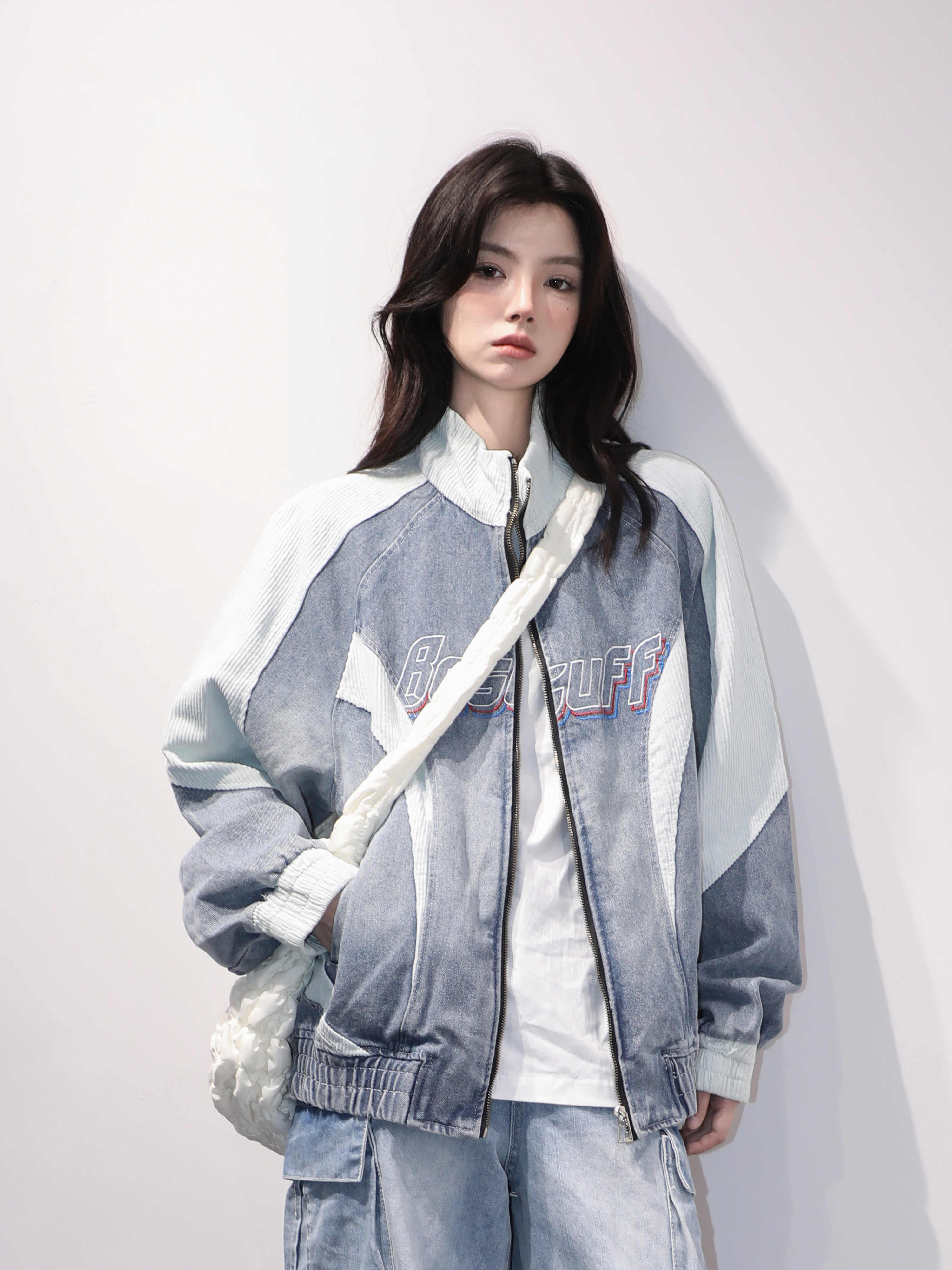 「SHANKONG」【高·品質版】【上品】2025新作 デニムジャケット アウター レトロ ゆったり 韓国ファッション レディーストップス アウター トップス セミロング トップス 32