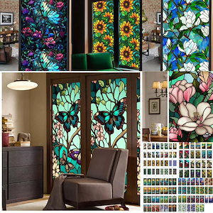 冬の特恵ガラスフィルム 窓 ステンドグラス風フィルム 静電気式ウィンドウフィルム 目隠し おしゃれ シール 貼り直し可