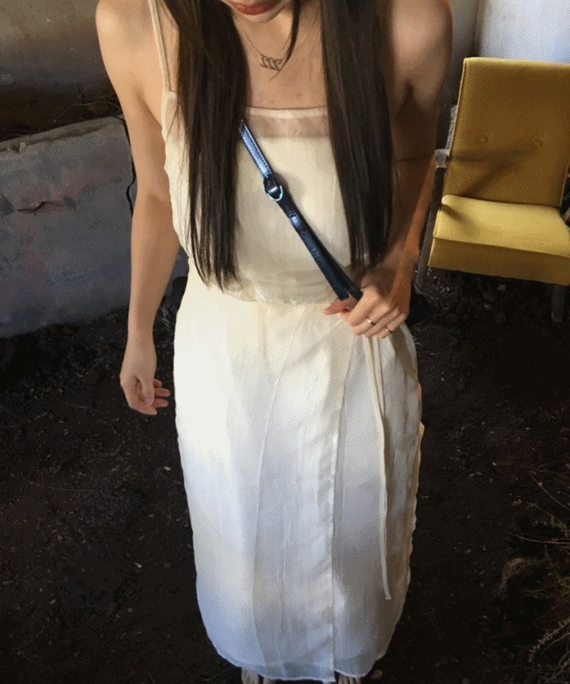 メルティング シアー ワンピース アイボリースカイブルー [シアー/ロングワンピース/袖なし/レイヤード/デイリー/カジュアル/会社員/大学生/y2k]