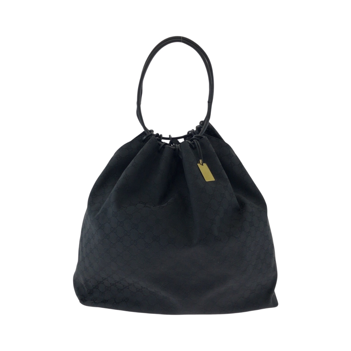 美品 ブラック 黒 ブラック金具 GGキャンバス 91379 巾着 ショルダーバッグ レディース 502469