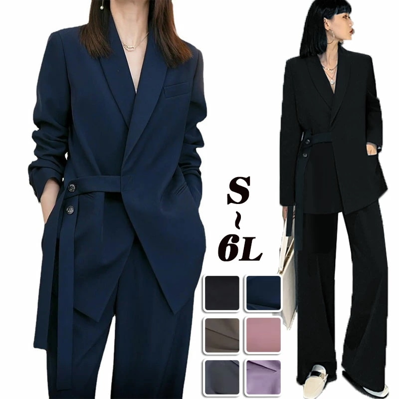 スーツ パンツスーツ セットアップ リクルートスーツ ビジネス レディース 春 秋コート 面接 フォーマル ワイドパンツ ビジネス 大きいサイズ 長袖 韓国 卒業式 入学式 通勤 OL 女性 仕事 結