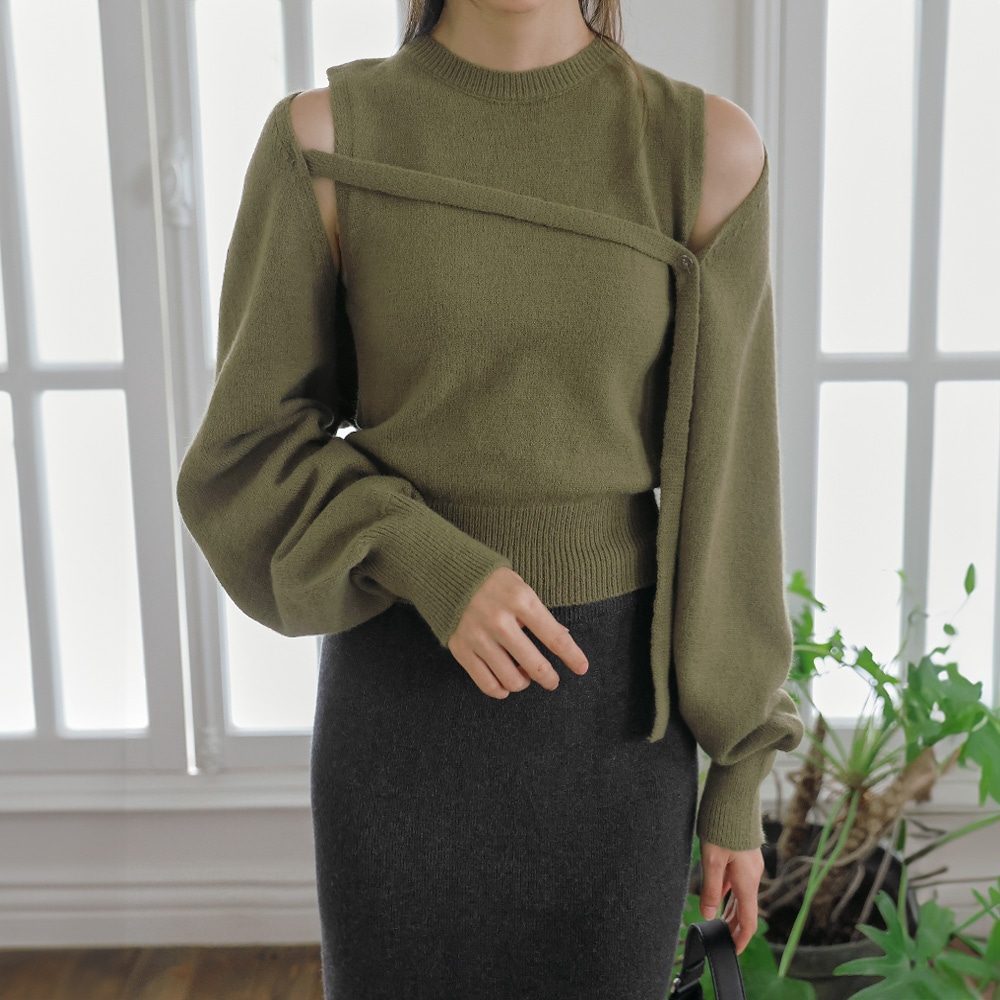 セールスリーブレスニットボレロセット