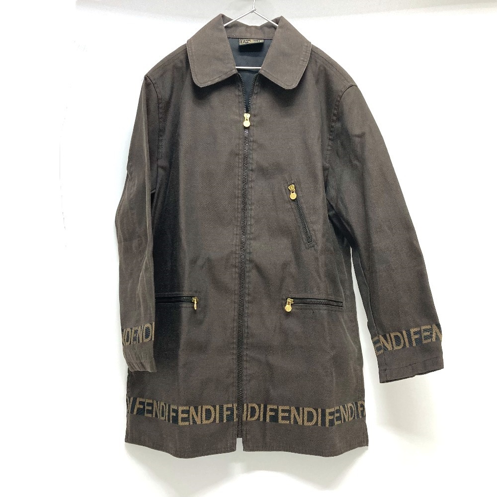 ジャケット ロゴ アウター ジップアップ コットン カーキ