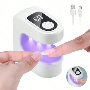 ミニUVネイルランプポータブルミニネイルドライヤーランプ充電式フラッシュキュアライトUSBチャージングジェルネイルキュアランプ ジェルポリッシュとネイルケア用LEDディスプレイと2つのタイマー