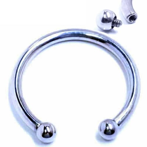 [8G 内ネジ 内径サイズ20mm以上 大きい] サーキュラーバーベル 8ゲージ リング型 ビッグサイズ ボディピアス ネジボール シンプル プレーン メンズ レディース 軟骨 耳 イヤーロブ ヘリッ