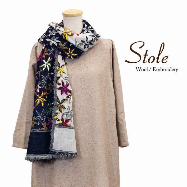 ストール ファッション小物 レディースファッション ウール刺繍 ジャガード生地 手刺繍 贅沢 7,935円