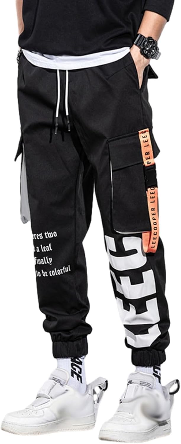 カーゴパンツ ワークパンツ メンズ 大きいサイズ ゴム紐 ロングパンツ 英字柄 マルチポケット ヒップホップ 軽量 ファッション 男性用 旅行 オリジナル カジュアル パンクストリート 原宿