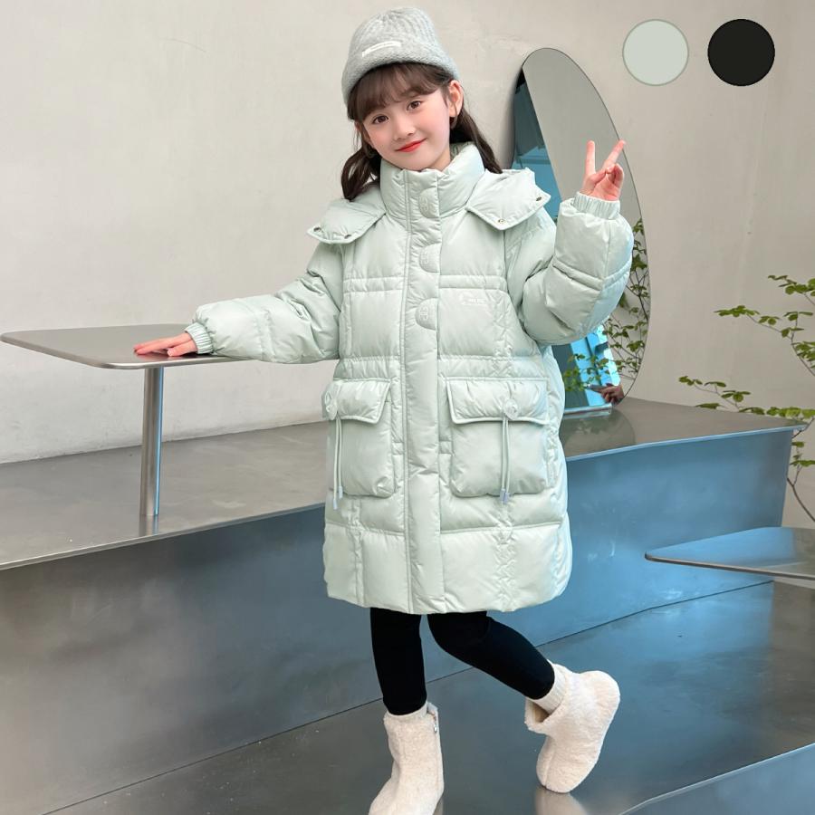 子供 ダウンコート コート ロング ダウン キッズ ダウンジャケット 女子 オーバー フード付き ジャケット 厚手 撥水加工 ロング丈 防寒 冬