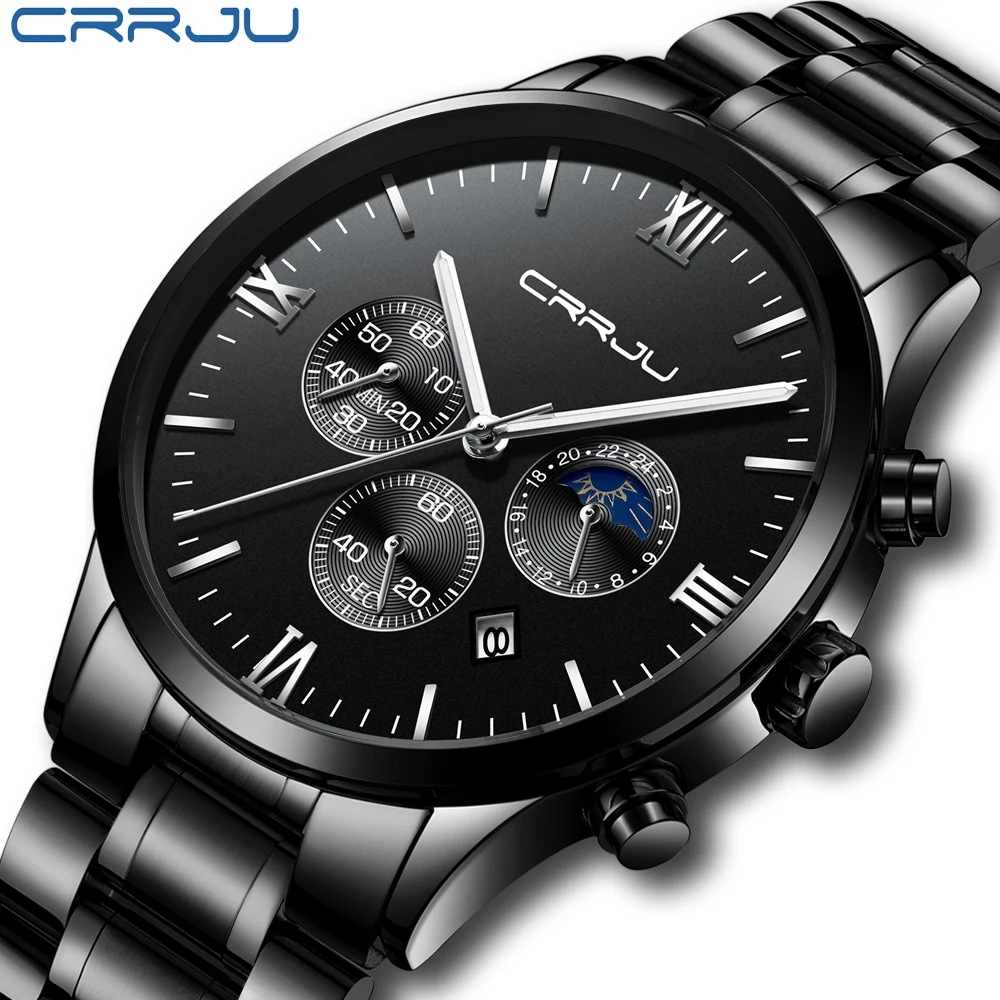 Crrju メンズ腕時計トップブランド高級 2018 新ファッション防水日付発光ステンレススチールウォッチレロジ