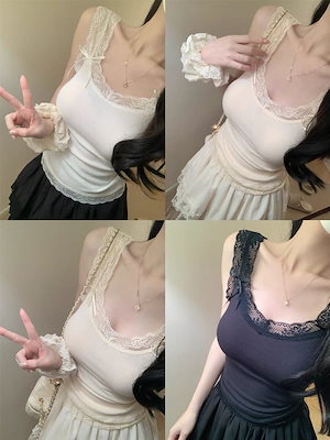 5色 美胸インナー キャミソール カップ付き 新作 フレッシュ レース サスペンダー ベスト レディース 美背中 下着 ブラ 美胸インナー ブラパッド付き レース トップス ランジェリー