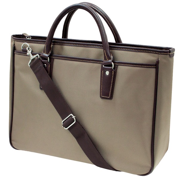 ビジネスバック カバン ベージュ×チョコ 肩掛け 手持ち 2WAY 4面ウレタン入り PC対応 ビジネスバッグ ショルダーバッグ 通勤 6,755円