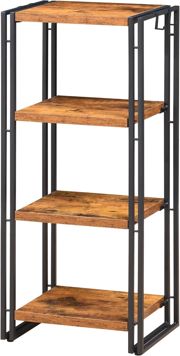 ラック オープンシェルフ 4段 木製 収納 本棚 オープンラック キッチンラック リビングラック おしゃれ 北欧 木目調 組立簡単 ディスプレイラック( A古木色, H4-幅40)