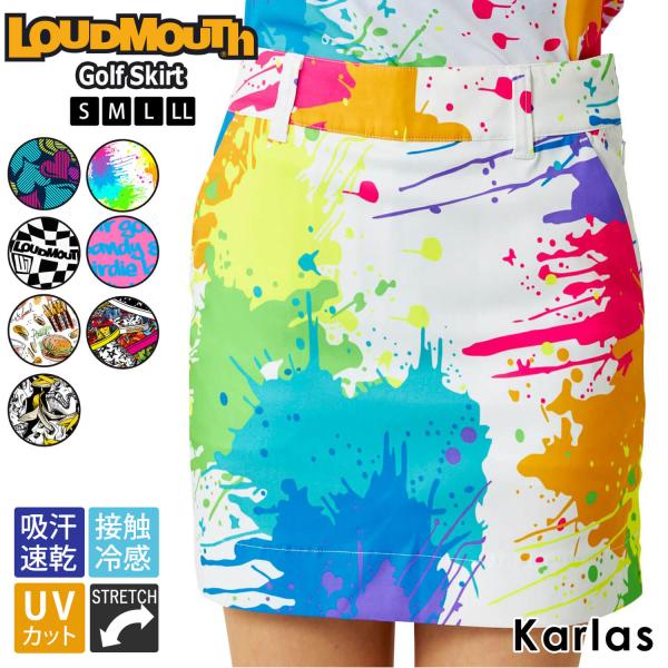 Loudmouth ラウドマウス ゴルフウェア スカート レディース ミニ丈 吸汗速乾 接触冷感 UVカット ストレッチ 総柄 インナーパンツ付き 2024ss karlas