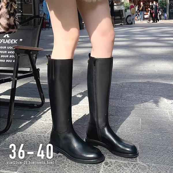 ロングブーツ レディース 秋 冬 ヒール きれいめ カジュアル 高見え 韓国コーデ シンプル おしゃれ 韓国ファッション / ストレートジョッキーロングブーツ