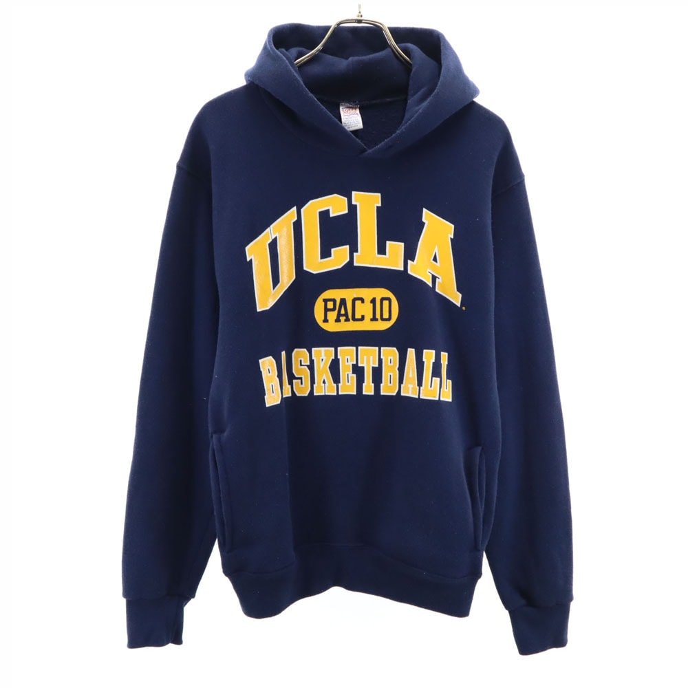 80s 90s UCLA バスケットボール オールド カレッジ 長袖 スウェットパーカー M ネイビー系 裏起毛 メンズ