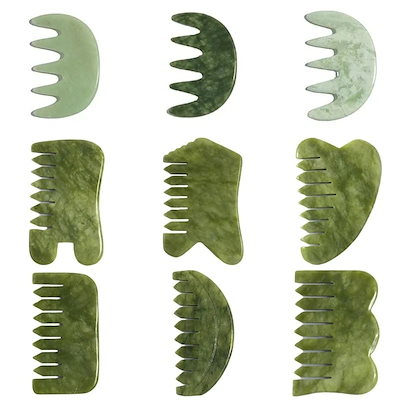 Natural Jadeite Guabod Spa Massager, Acupuncture Treatment Guabod Scraper, Facial Skin Beauty Tool