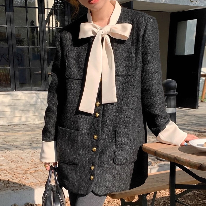 バイカラー　可愛いリボンジャケット　人気アウター