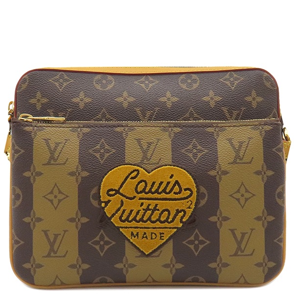 ルイヴィトン LOUIS VUITTON ショルダーバッグ トリオ メッセンジャー モノグラムストライプ モノグラムストライプ ゴールド金具 NIGO LVスクエアード 茶 M45965 RFID 【