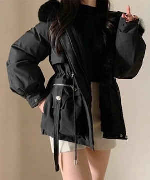 ダウンコート ダウンジャケット ファー付 ドロスト ダウンジャケット レディース